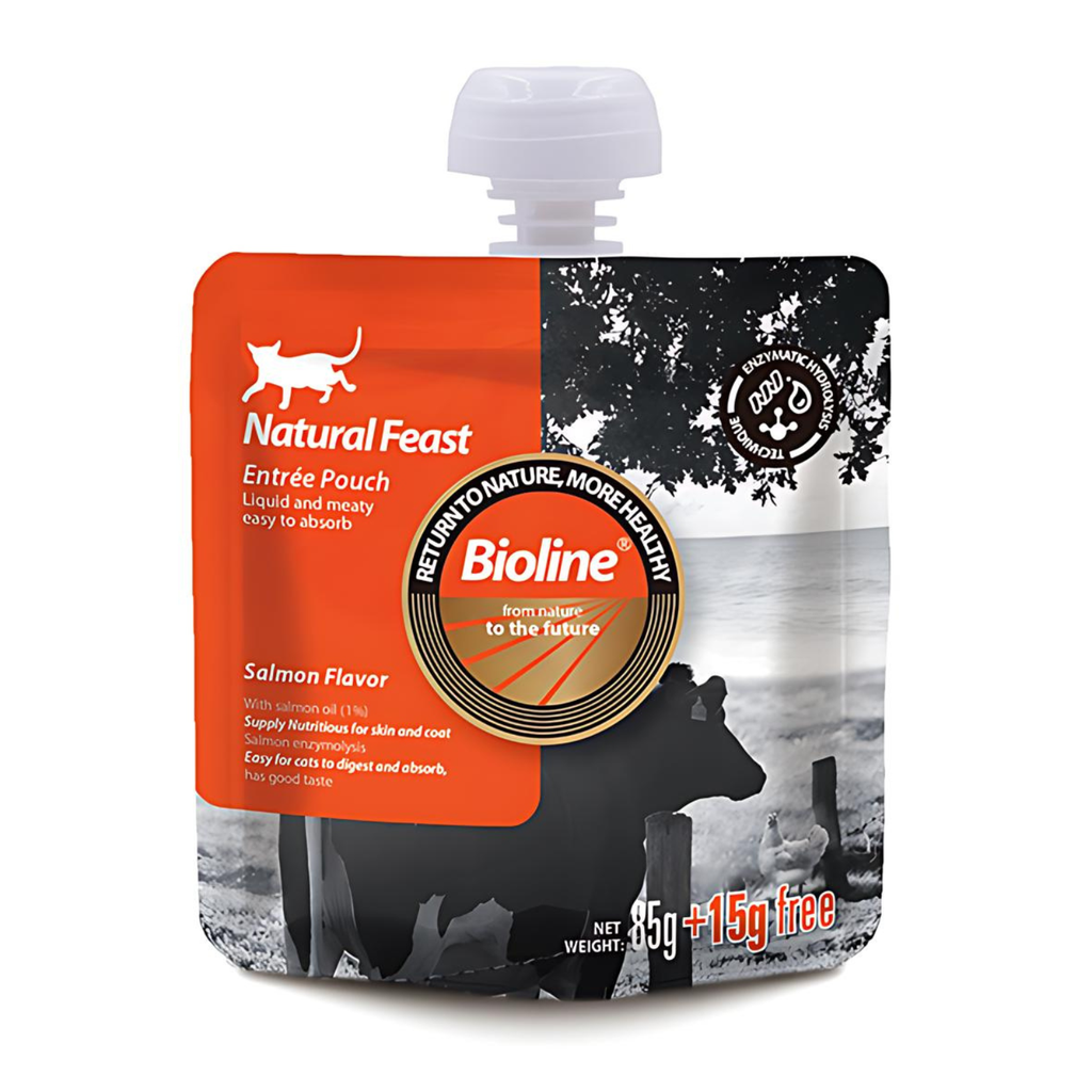  Bioline Natural Feast Entree Pouch Salmon Flavor  85g+15g (Min Order : 6pcs)