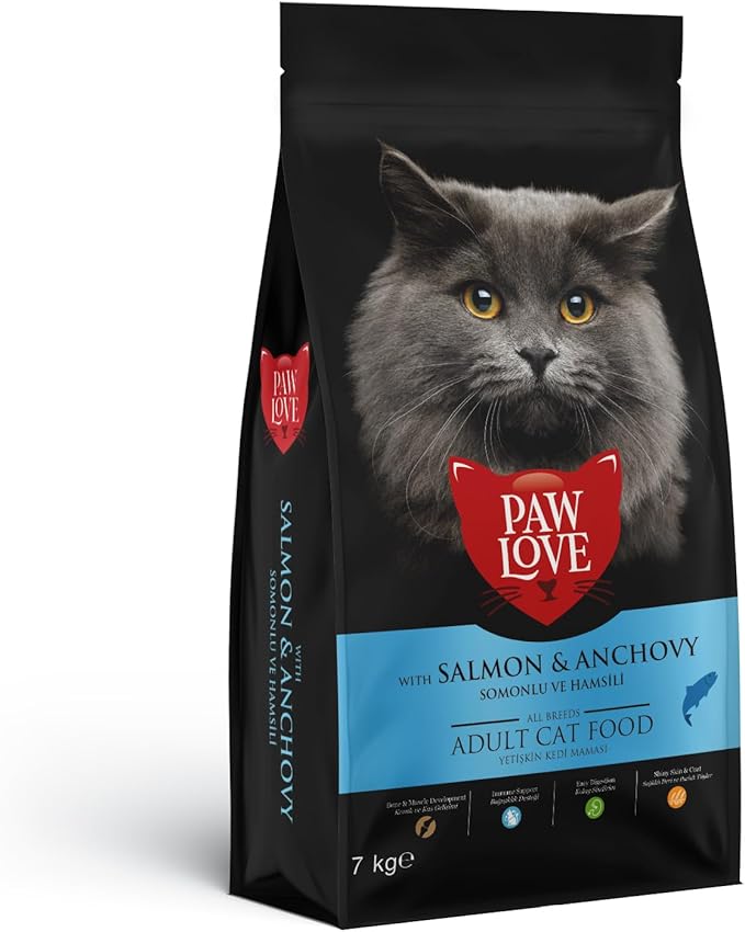 Paw Love Adult Cat Food with Salmon & Anchovy for All Breeds 7 Kgs