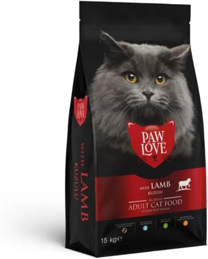 Paw Love Adult Cat Food with Lamb For All Breeds 15 Kgs