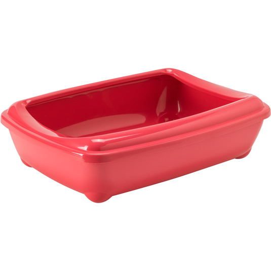 Moderna Arist-O-Tray-Cat Litter Tray [Color - Spicy Coral, Size - M (With Rim)] 43*30.9*12.3 cm