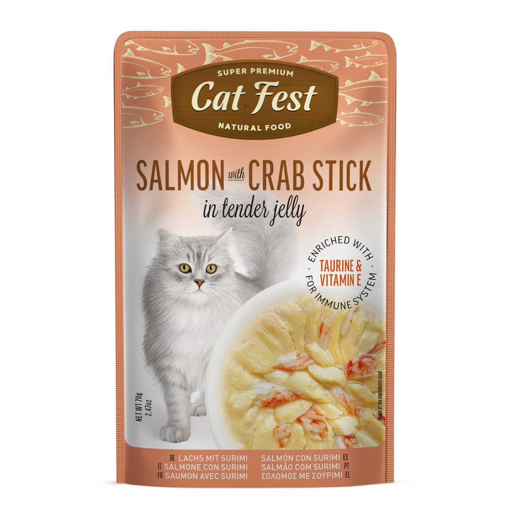 Cat Fest Salmon With Crab Stick In Tender Jelly For Cats 70g [MOQ:12pcs]