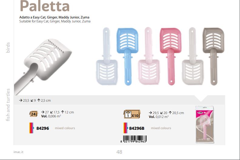 IMAC Paletta Litter Scoops for Cats, Assorted Color, Dimension - 9 x 23cm