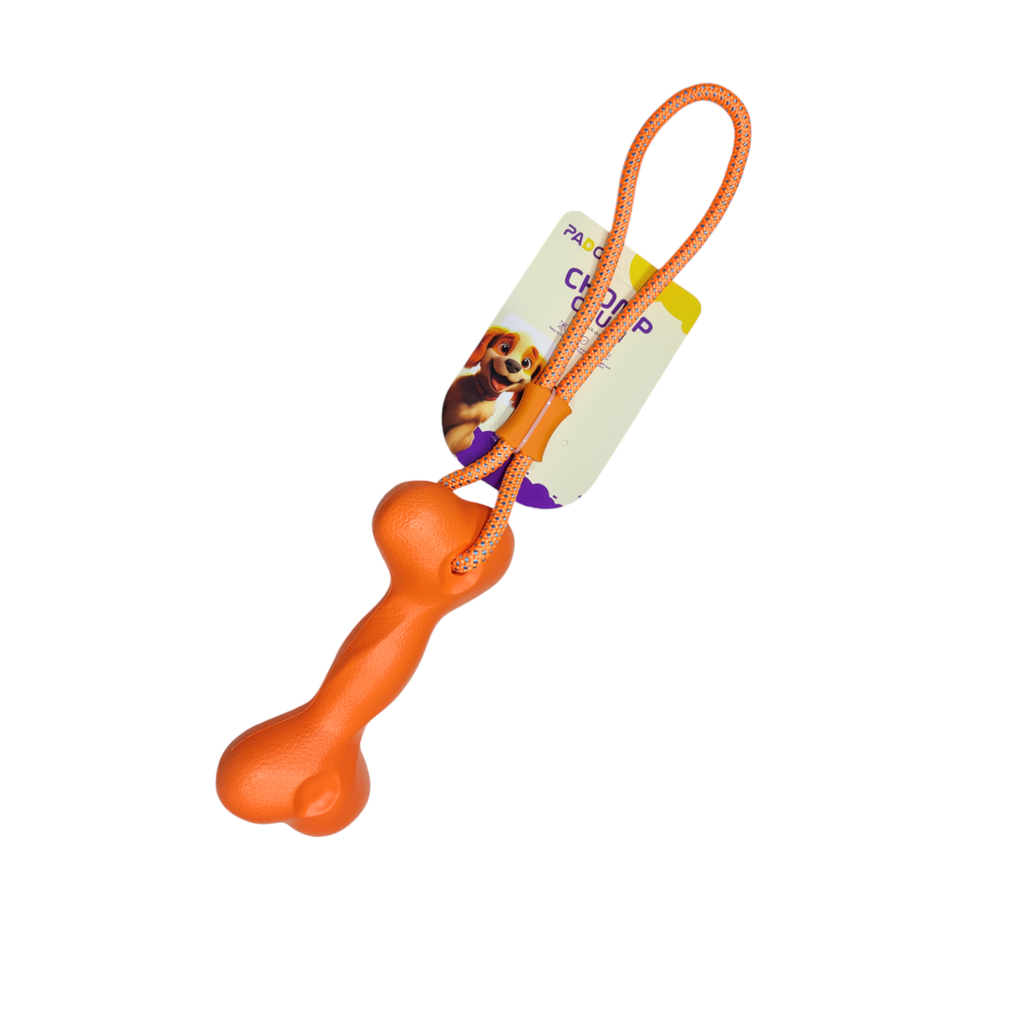 Pado Chomp Chum Bone EVA Toy With Rope-orange-20x8.5cm [Rope Length:30cm]