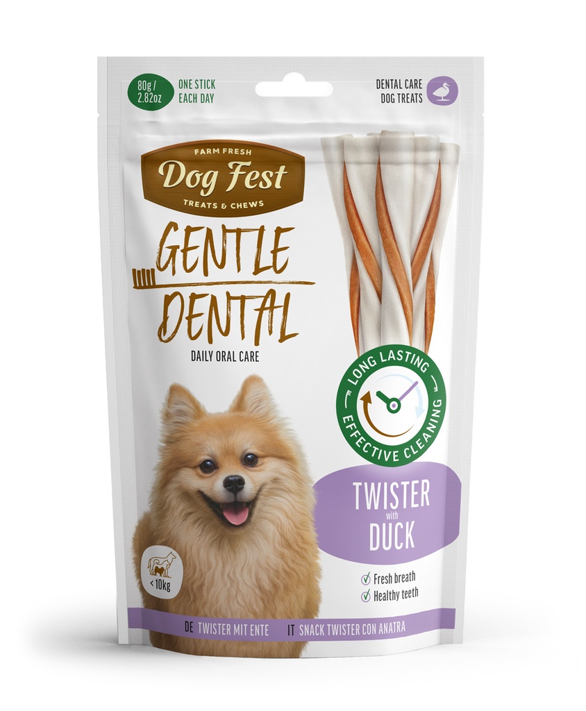 Dog Fest Dental Treats For Adult Dogs -Twister - Duck 80g (9cm)