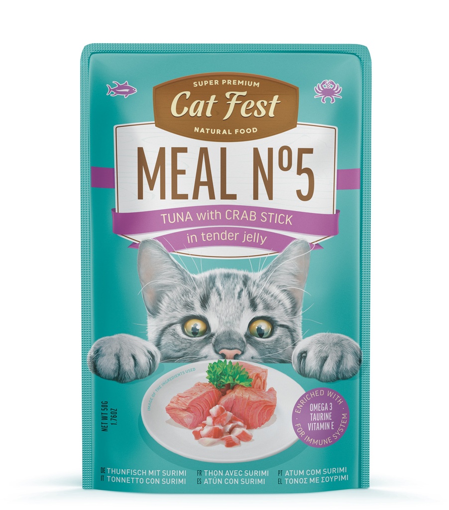 Cat Fest Meal No 5 Cat Food in Jelly-Tuna With Crab Stick 50g [Minimum Order:12pcs]