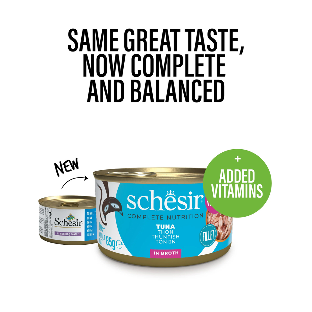 Schesir Complete & Balanced Nutrition Wet Cat Food in Broth Can- Tuna 85g [MOQ:12pcs]