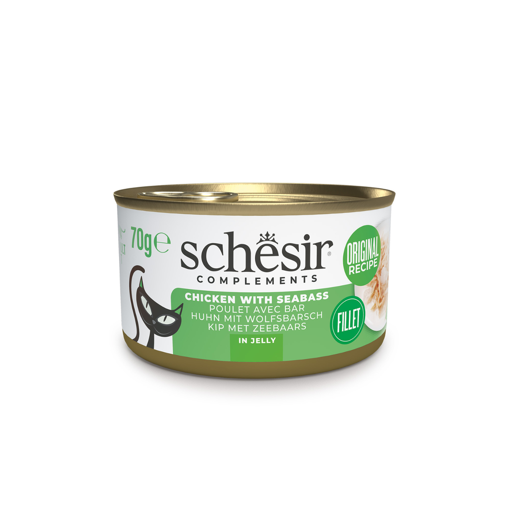 Schesir Complements Cat Wet Food  in Jelly Can- Chicken With Seabass 70g [MOQ:12pcs]