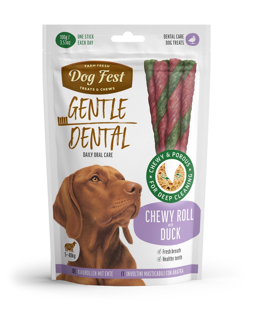 Dog Fest Dental Treats For Adult Dogs -Chewy Roll -Duck 100g