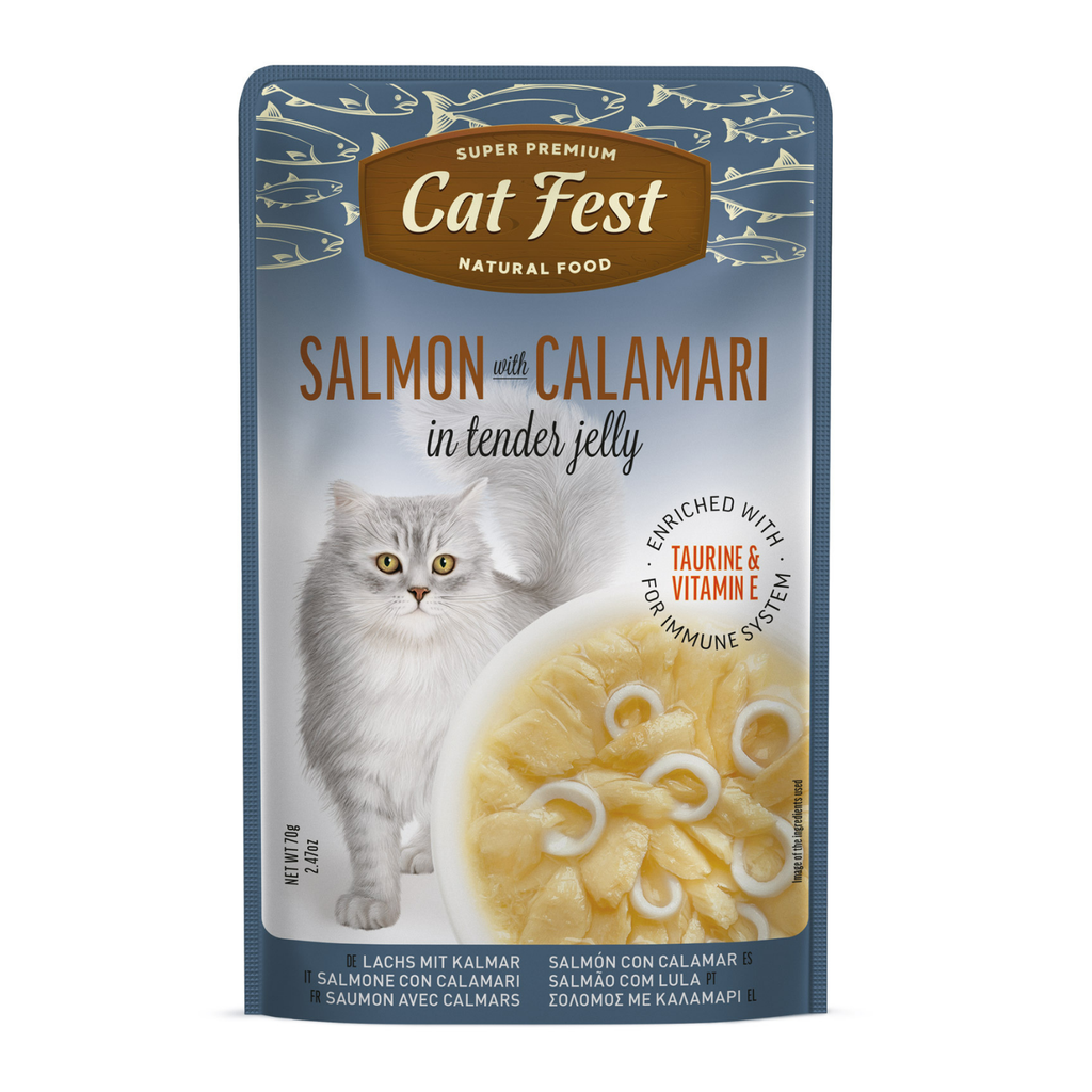 Cat Fest Salmon With Calamari In Tender Jelly For Cats 70g [MOQ:12pcs]