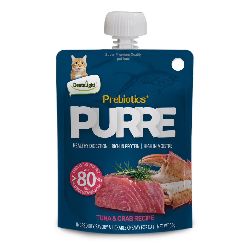Dentalight Prebiotics+ PURRE creamy Treats For Cats-Tuna & Crab 85g