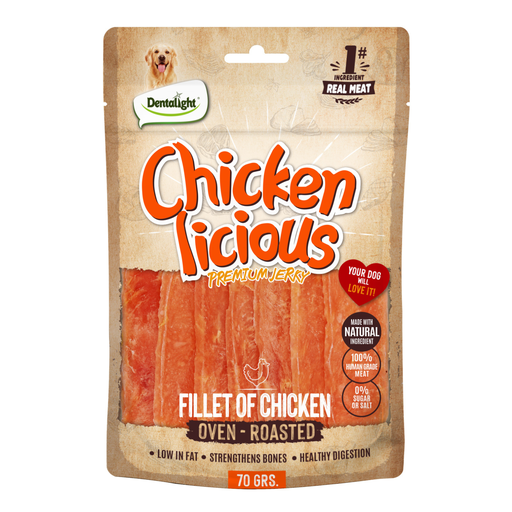Dentalight Chicken Licious Jerky Treats For Dogs-Twist of Chicken 70g