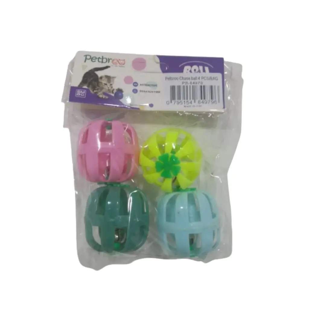 Petbroo Cat Toy Chase Ball 4 Pcs/Bag 4cm