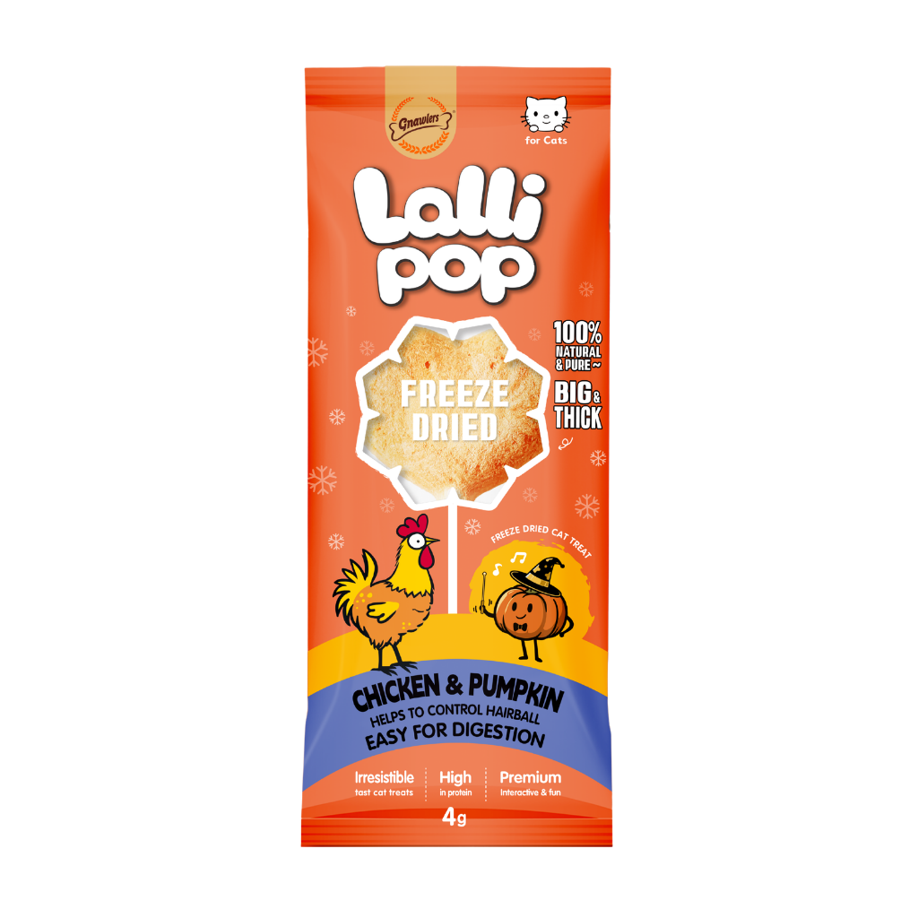 Gnawlers Freeze Dried Lollipop Cat Treat -Chicken & Pumpkin 4g x15pcs-Easy Digestion-[Display Box]