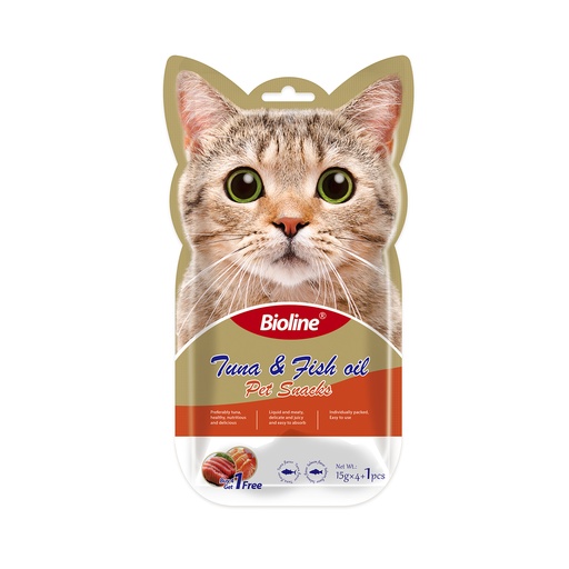 [6970117124538] Bioline Cat Treats - 5x15g[Flavor - Tuna & Fish]