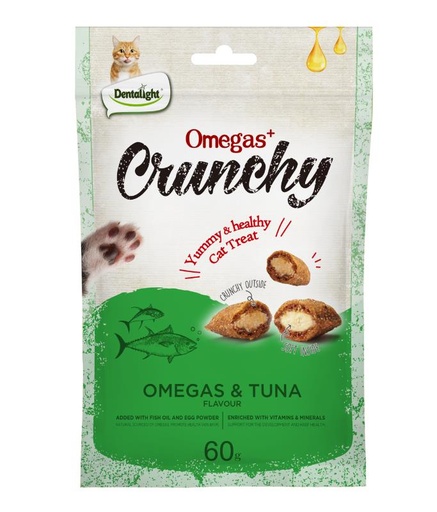 [DL12343] Dentalight Omegas+ Crunchy Cat Treat 60g - Omegas & Tuna Flavour