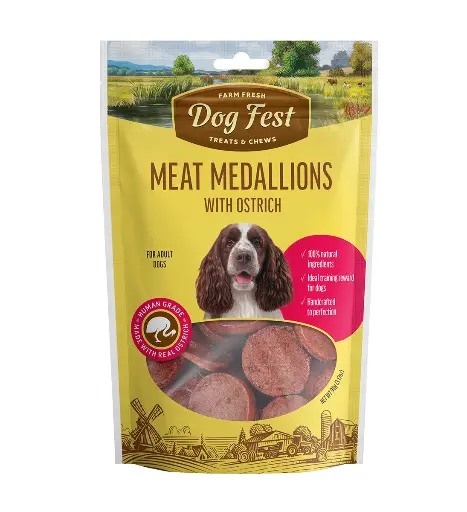 [79208979] Dog Fest Medallions With Ostrich For Adult Dogs[Weight - 90g]