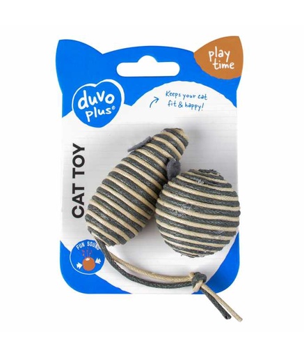 [LR12100] Duvo+ Rope Mouse & Ball Grey 2Pc - 17.5x3.5x2.5cm