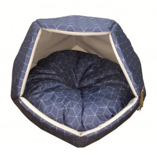 [EMDC01M-121M] Empets Cubby House With Cushion  Modern (60x60x44cm)[Dimension - 60x60x44cm, Texture - Printed Blue]