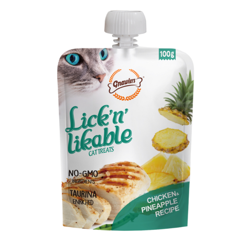 [GN12176] Gnawlers Lick 'n' Lickable Cat Treats 100g - Chicken & Pineapple