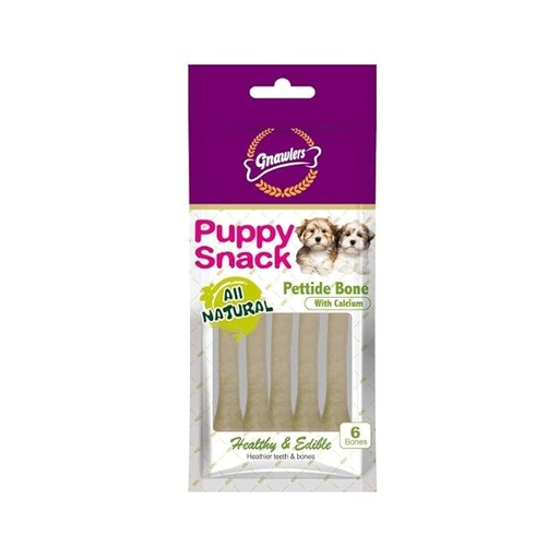 [GN01170] Gnawlers Puppy Snack-Pettide Bone With Calcium 6pcs/pack (40g)