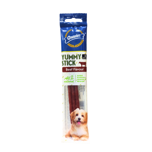 [GN05987] Gnawlers Yummy Meaty Stick For Dogs Beef Flavour ×3pcs (20g)