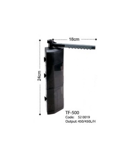 [FDTF-500] KW Zone Dophin Aquarium Triangle Internal Filter With Rainbar[Max Output - 450L/H]