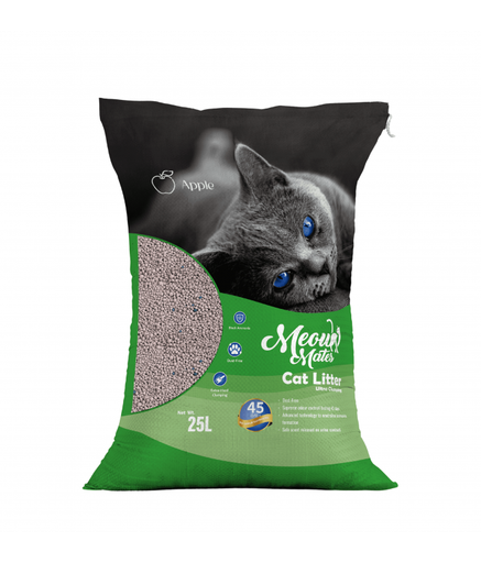 [6973373204495] Meow Mates Bentonite Cat Litter - Apple Scent 25L-20kg