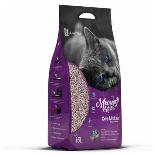 [6973373204457] Meow Mates Bentonite Cat Litter - Lavender Scent 16L-10kg