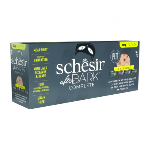 [SCINV21149904] Schesir After Dark In Pate' Variety Pack For Cat 960g (80g x12 Cans) - 4 Flavors ( 3 Cans Each Flavor)