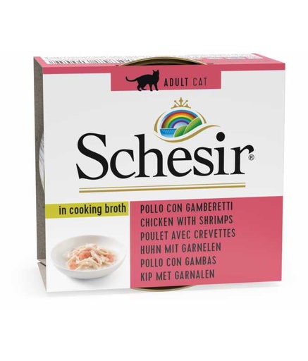 [C01064545-DIS] Schesir Cat Can Broth-Wet Food Chicken with Shrimps-(Min Order 70g - 14pcs)[Weight - 70g]