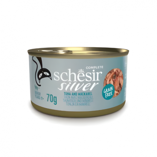 [SCINV21113103] Schesir Silver Senior Cat Wholefood - Tuna And Mackerel 70g (Min Order- 12 Cans)