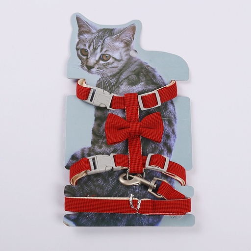 [PB22011014] Petbroo Cat Leash+Harness with Bow 1.5*120 cm