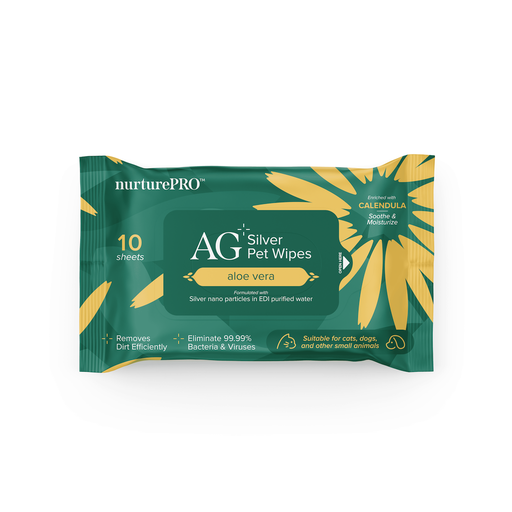 [NPS12]  NurturePro AG+ Silver Pet Wet Wipes -Aloe Vera (10 Sheets/ Pack)