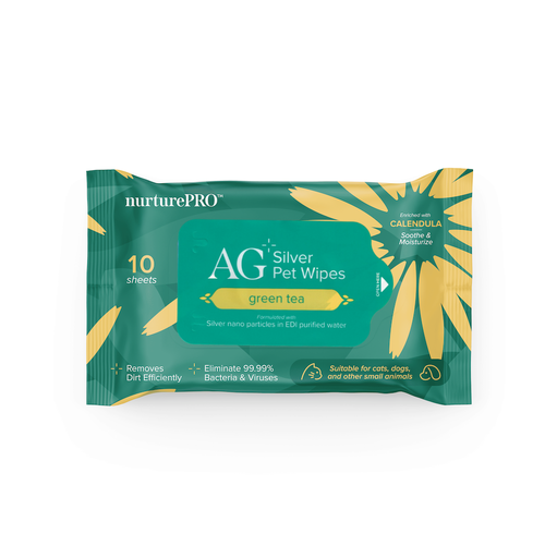 [NPS16]  NurturePro AG+ Silver Pet Wet Wipes -Green Tea (10 Sheets/ Pack) - Min Order : 6packs/Box