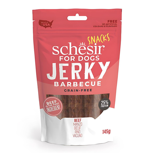 [SCINV26265004]  Schesir Grain-Free Dog Snacks Jerky 145g - BBQ Beef
