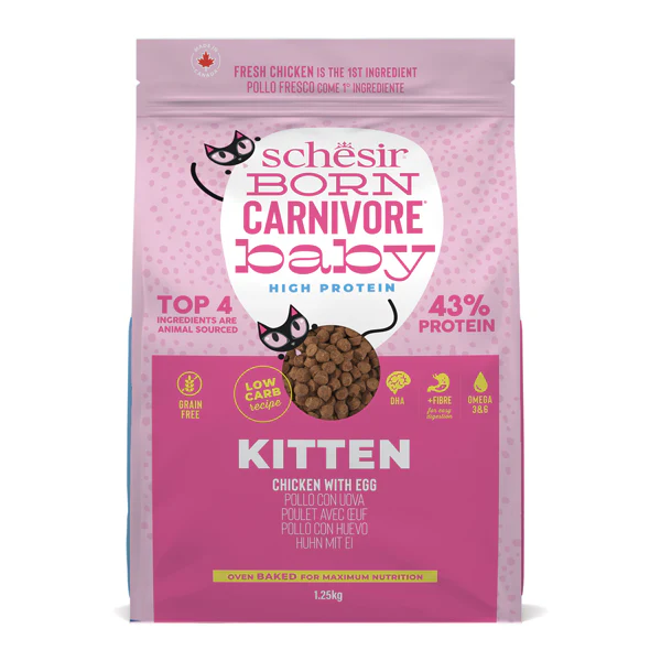 [C23382406]  Schesir Born Carnivore Grain Free Oven Baked Dry Cat Chicken & Egg - Kitten 1.25kg