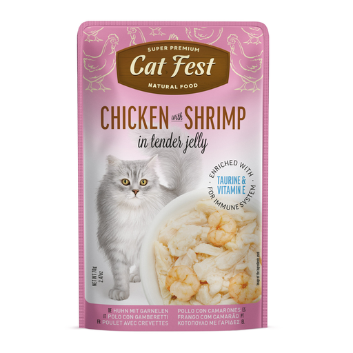 [79218046]  Cat Fest Chicken With Shrimp In Tender Jelly For Cats 70g [MOQ:12pcs]
