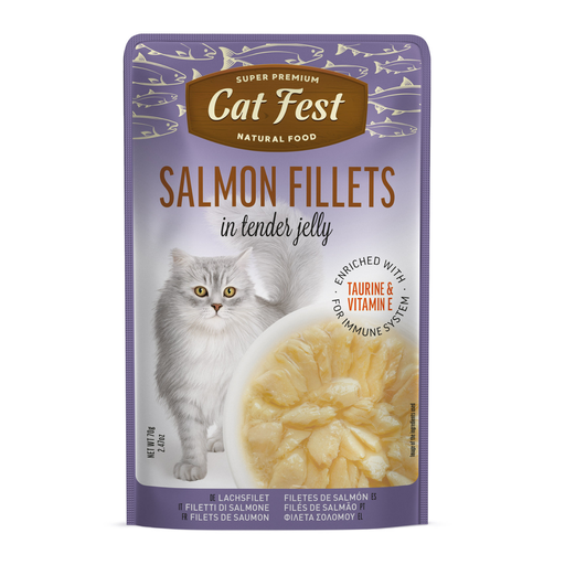 [79218916]  Cat Fest Salmon Fillets In Tender Jelly For Cats 70g [MOQ:12pcs]