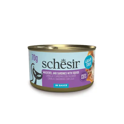 [SCINV21110303] Schesir Grill Wholefood Cat Can Mackerel And Sardines With Squid 70g [Min Order:12pcs]