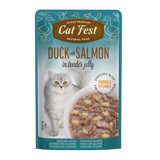 [79218909] Cat Fest Duck With Salmon In Tender Jelly For Cats 70g [MOQ:12pcs]