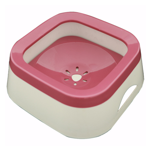 [PD-13204] Pado Square Anti Spill Pet Bowl 21x21x7.8cm[1000ml] -Rose Red