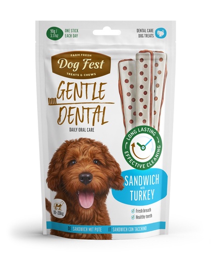 [79215748] Dog Fest Dental Treats For Adult Dogs -Sandwich -Turkey 90g