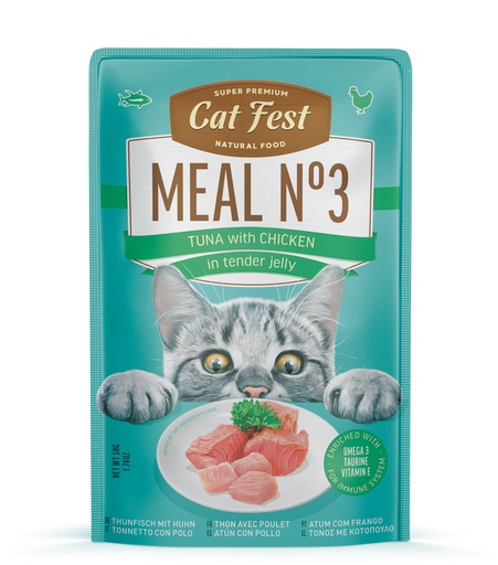 [79217957] Cat Fest Meal No 3 Cat Food in Jelly-Tuna With Chicken 50g [Minimum Order:12pcs]
