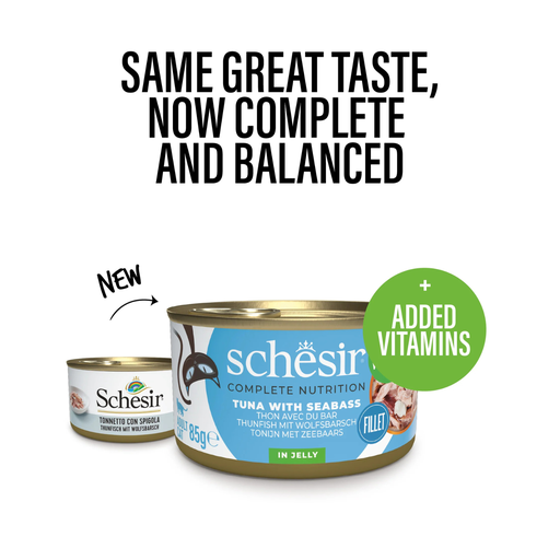 [SCPST21123503] Schesir Complete & Balanced Nutrition Wet Cat Food in Jelly Can- Tuna With Seabass 85g [MOQ:12pcs]