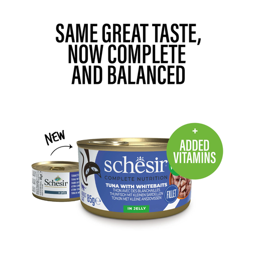 [SCPST21123103] Schesir Complete & Balanced Nutrition Wet Cat Food in Jelly Can- Tuna With Whitebait 85g [MOQ:12pcs]
