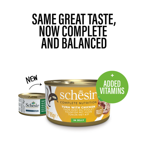 [SCPST21124003] Schesir Complete & Balanced Nutrition Wet Cat Food in Jelly Can- Tuna With Chicken 85g [MOQ:12pcs]