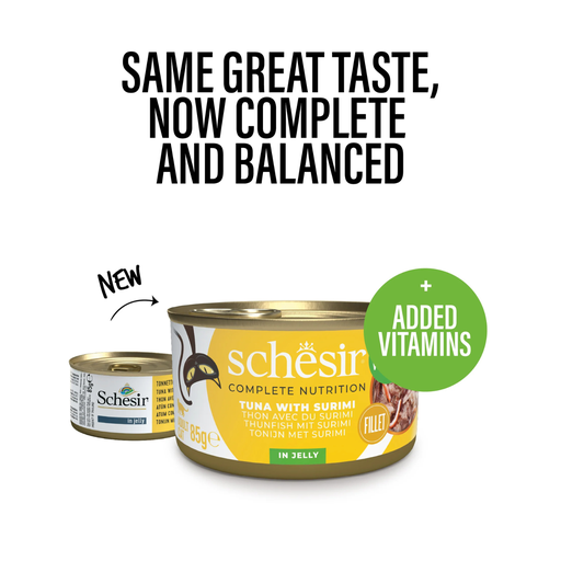 [SCPST21123203] Schesir Complete & Balanced Nutrition Wet Cat Food in Jelly Can- Tuna With Surimi 85g [MOQ:12pcs]