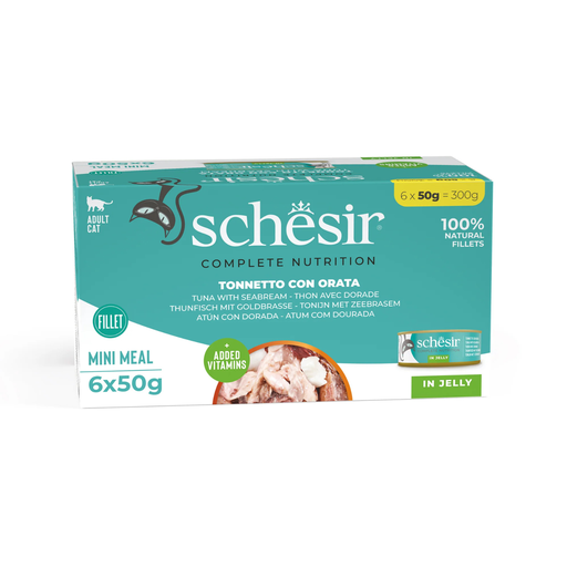 [SCPST21120404] Schesir Complete & Balanced Nutrition Wet Cat Food in Jelly Can[Multi pack]- Tuna With Seabreem-(6X50g)