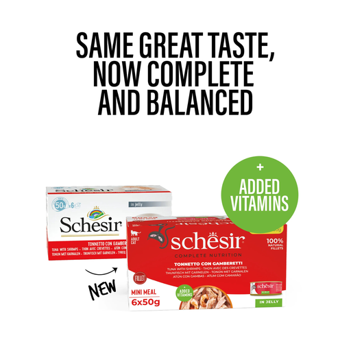 [SCPST21120304] Schesir Complete & Balanced Nutrition Wet Cat Food in Jelly Can[Multi pack]- Tuna With Shrimp-(6X50g)