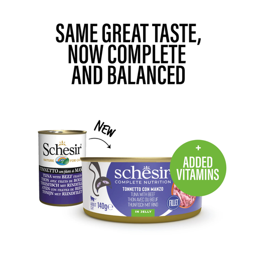 [SCPST21127104] Schesir Complete & Balanced Nutrition Wet Cat Food in Jelly Can- Tuna With Beef 140g [MOQ:8pcs]